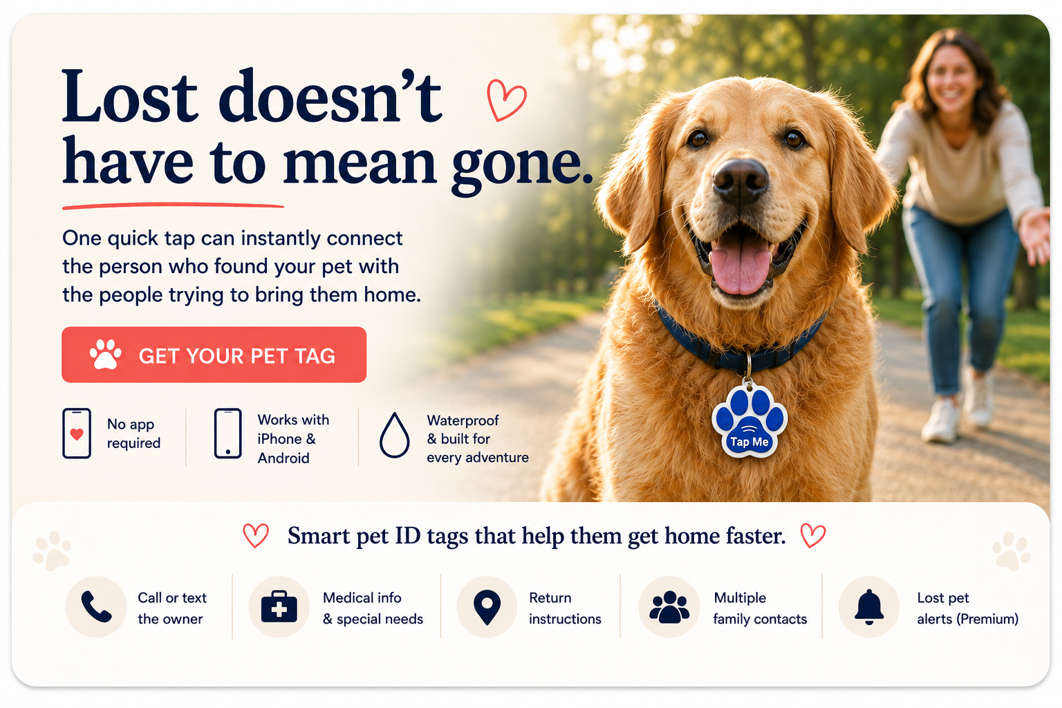 Lost does not have to mean gone with Tap The Magic pet tags