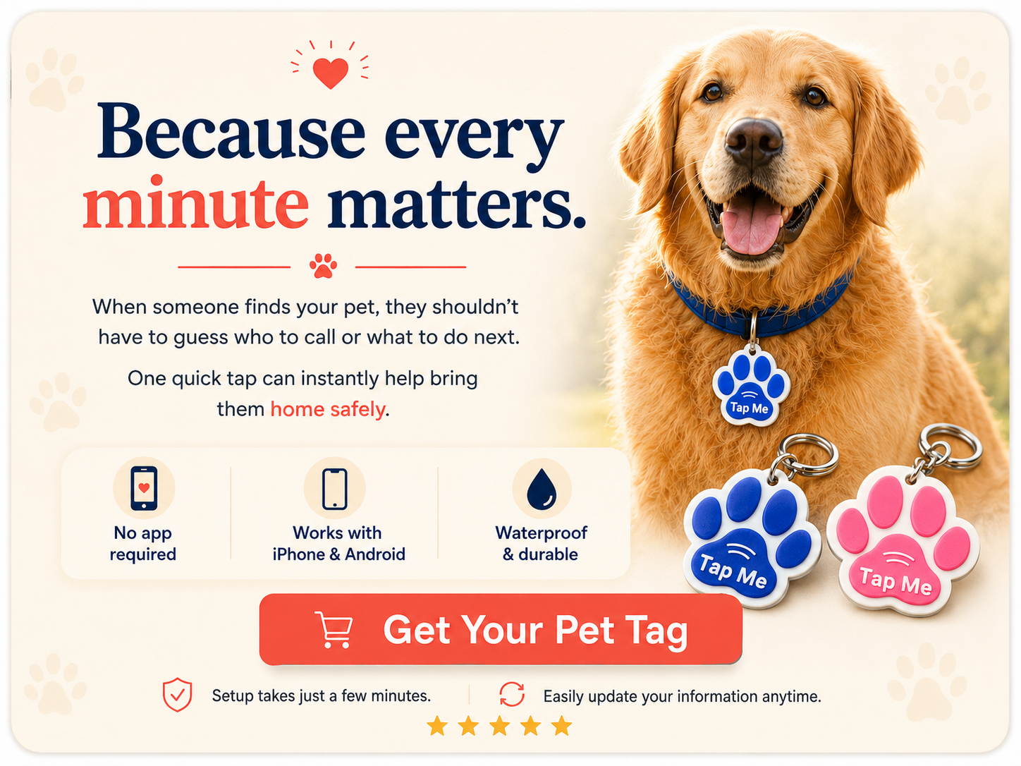 Because every minute matters get your Tap The Magic pet tag